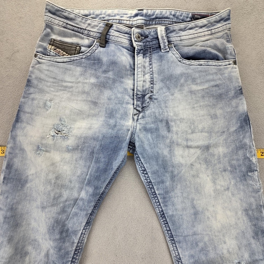 Diesel Jeans Mens 30x32 Blue Thavar-NE Slim Skinny Stretch Acid Wash 0609M - Picture 10 of 16